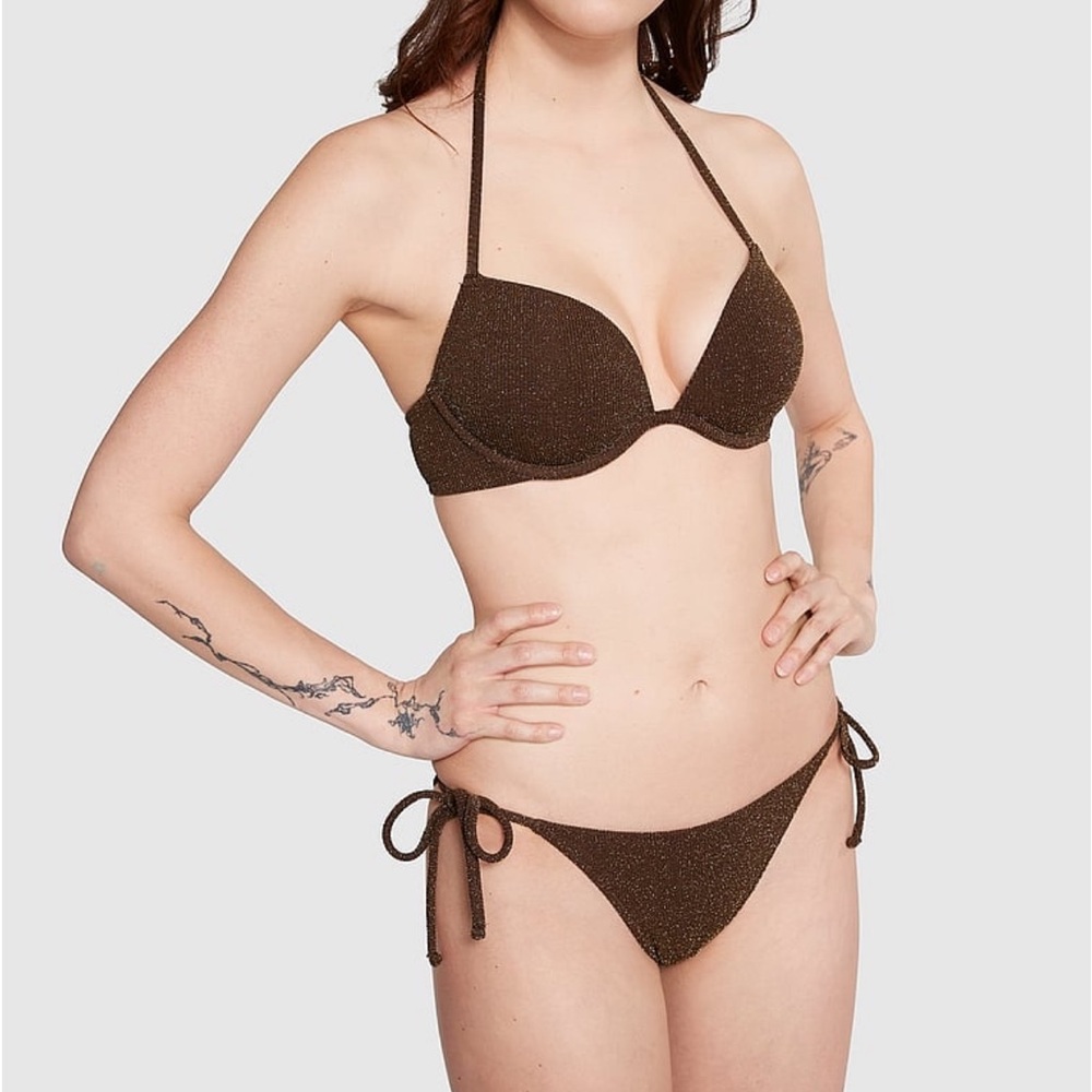 PINK Brown Shimmer Bikini